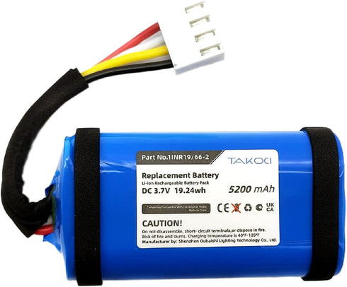 jblFLip 5 Battery Replacement for jblFLIP5WHTAM Link Portable,fits Part no JBL ID1060-B,1INR19/66-2, ID1060-A,33LIR200120(5200mAh)...