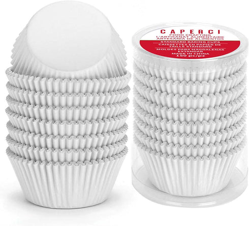 Caperci White Foil Cupcake Liners Standard Muffin Wrappers 150-Pack - Premium Greaseproof & Sturdy Cupcake Papers for Baking...