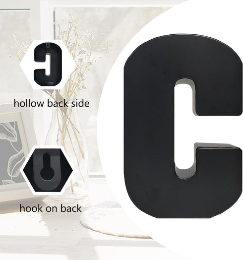 7.87" Metal Letters for Wall Decor, Black Standing 3D Letters, Decorative Farmhouse Hanging Alphabet Signs for Home Bedroom Office Wedding Party (...