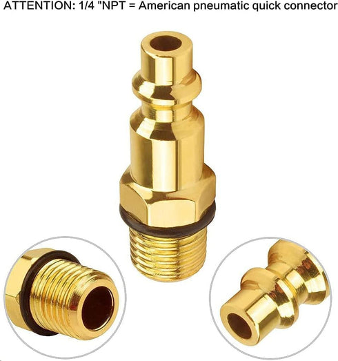 12 Pieces 1/4" NPT Air Coupler & Plug Kit, Air Compressor Hose Fitting Kit, Industrial Type D Quick Connector Set...
