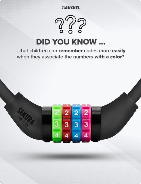 Bike Locks Cable for Kids - Colorful & Keyless - Secure Your Child's Bike - Easy-to-Use Bicycle Accessory, High Security 5 Digit Resettable Combin...