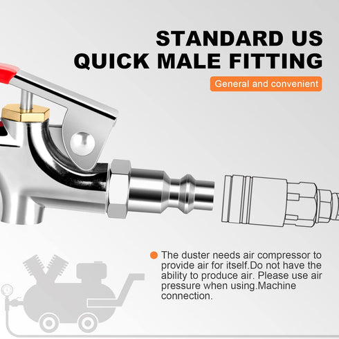 2-Way Connection Air Nozzle Blow Gun, Rubber Tip Air Nozzle with 1/4 in Standard Quick Fitting, Air Compressor Accessories Air Blower Gun for Air ...