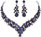 Austrian Rhinestone Crystal Wedding Gown Prom Ball Necklace Earrings Jewelry Set for Brides Dress...