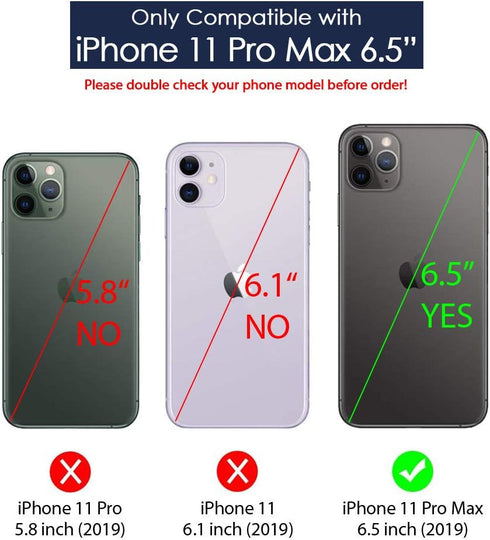 iPhone 11 Pro Max Case Fit Magnetic Car Mount & Wireless Charging, Premium PU Leather Phone Back Cover, Slim Full-Body Protective Hybrid Bumper fo...