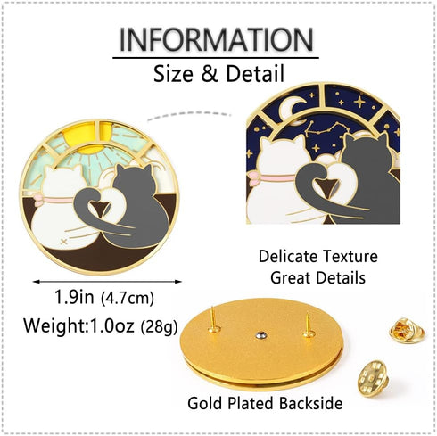 Spinner Anime Cat Enamel Pin - Rotatable Cute Couple Cats Alloy Metal Brooch Lapel Pins for Backpack Bag Jackets...