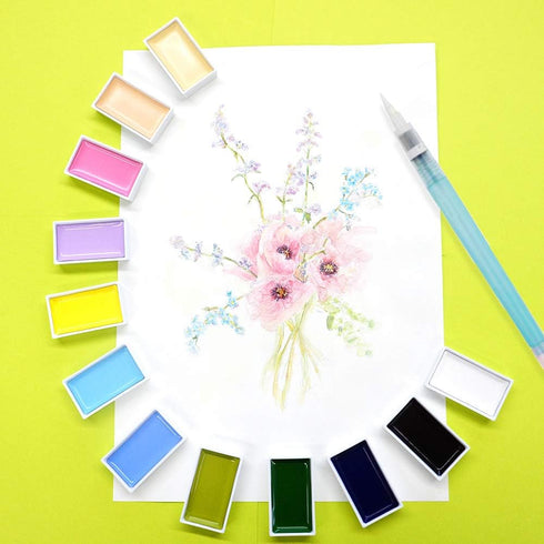Kuretake GANSAI TAMBI 12 Colors Set II, Watercolor Paint Set,Professional-quality for artists and crafters, AP-Certified, for adult, Made in Japan...