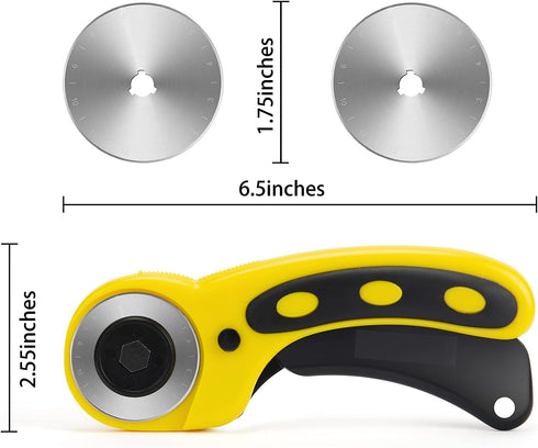 WORKLION Ergonomic Rotary Cutter Set: Safety Lock, 2 Replacement Blades for Sewing, Quilting, Scrapbooking & Arts & Crafts...