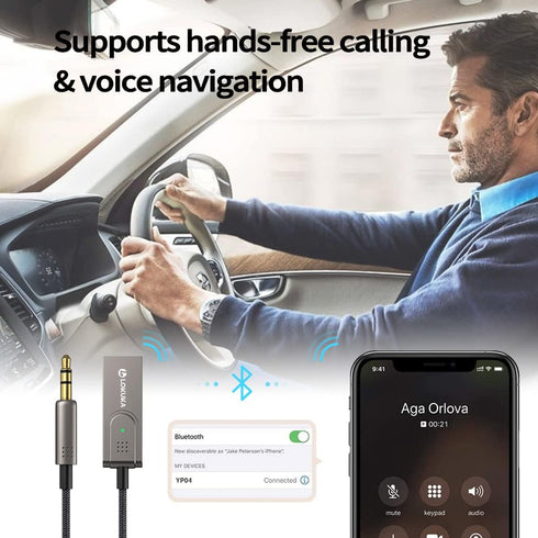 Bluetooth 5.3 to Aux Adapter for Car, Supports 2 Smartphones, USB to 3.5mm Bluetooth Receiver adds Bluetooth to Car, Speaker, and Home Stereo Audi...