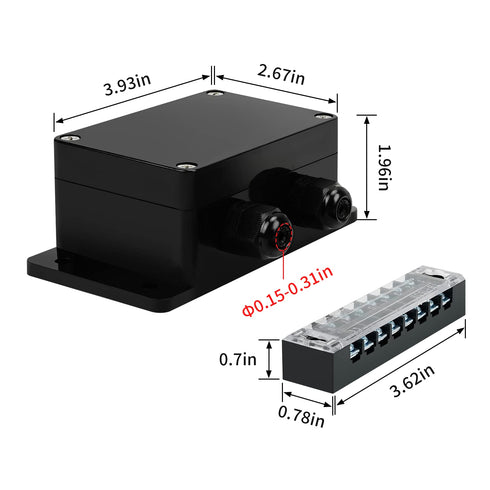 ABS IP67 Waterproof Dustproof Electrical Junction Box, with 15A 600V Barrier Terminal Cable Connector, 1 in/2 Out Power Junction Box?3.93*2.67*1.9...