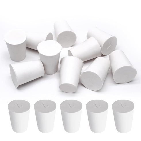 10 Pcs White Solid Rubber Stoppers 2# Tapered Lab Rubber Plugs for Sealing, 20mm x 15mm x 26mm...