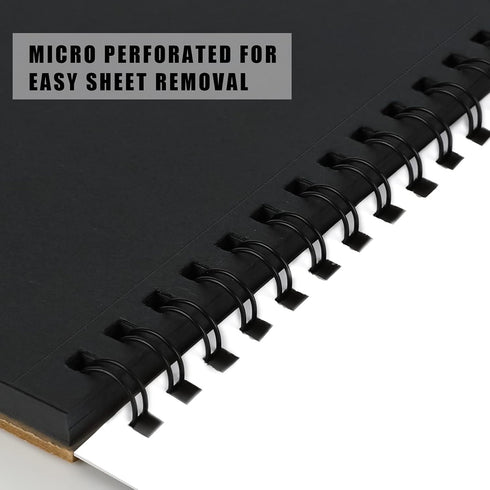 Black Sketch Pad, 5.5 x 8.5 inches, 30 Sheets (92lb/150gsm) Heavyweight Drawing Paper with Hard Cover & Spiral Bound, Perfect for Colored Pencil, ...