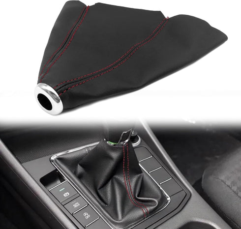 Universal Car Shift Knob dust Cover, Shift Knob dust Cover Black PU Leather Manual/Auto Shifter Shift Boots Cover, Compatible with Most Car Truck,...