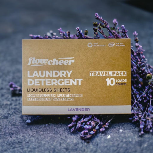 Laundry Detergent Sheets Travel Pack - 5 sheets 10 Loads Lavender Scented - travel laundry detergent, Camping Traveling, No Plastic Jug, All Washi...