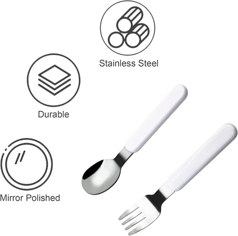 VANRA 2-Piece Children Fork And Spoon Set 18/10 Stainless Steel Child Flatware Set Kids Utensils Set with Case for Lunch Box...