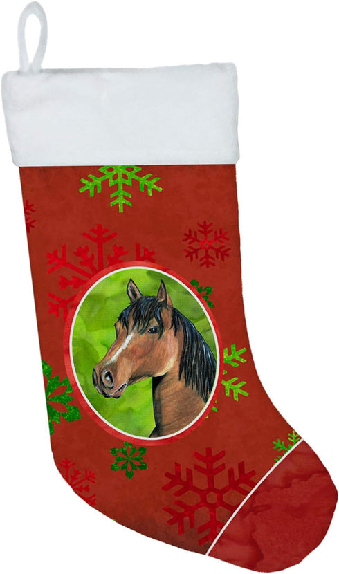 Caroline's Treasures SB3124-CS Horse Red Snowflakes Holiday Christmas Christmas Stocking Fireplace Hanging Stockings Christmas Season Party Decor ...