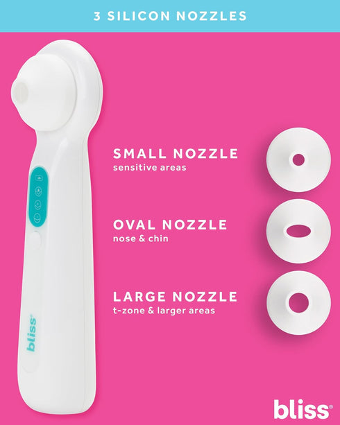 Bliss Blackhead Remover Vacuum - Silicone Nozzle Blackhead Extractor - Pore Cleaner with 3 Suction Levels and LED Magnifier, WhiteMint Green...