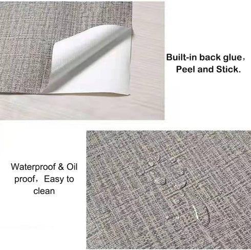 Linen Textured Fabric Wallpaper,Peel and Stick 3D Wallpaper Self-Adhesive Wallpaper Removable Wallpaper for Cabinets Counter Top Bedroom(Light Gra...
