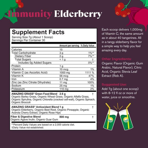 Amazing Grass Greens Superfood for Immune Support: Greens Powder with Organic Spirulina, Chlorella, Beet Root Powder, Digestive Enzymes & Probioti...