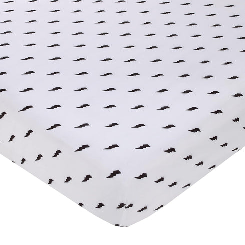 NoJo Lightning Bolt Black and White Nursery Fitted Crib Sheet...