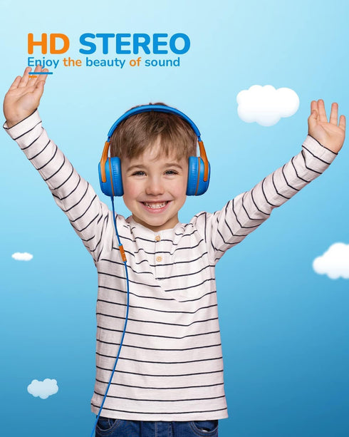 Kids Headphones Wired Toddler Headphones with Microphone, Over-Ear Headphones, 85/94dB Volume-Limiting, 3.5mm Jack, Foldable On-Ear Design - Safe ...