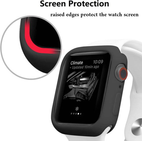 Ultra Thin Soft TPU Shockproof Bumper Case for iWatch Apple Watch Series 9/8/7 Black 45mm...
