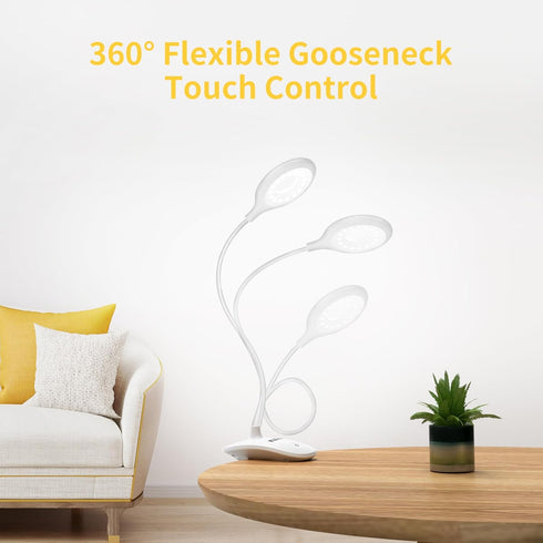 Clip on Light for Bed & Desk, Reading in Bed, Dorm, Flexible Gooseneck, Battery Operated Rechargeable Clamp Lamp for Headboard, Eye-Caring LED Lig...