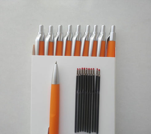 10 Ballpoint Pens,Retractable,Office Pens,1.0 mm Orange Pens Black Ink,Send 10 pcs ballpoint pen refills,Used for Office Writing Work Records.(Ora...