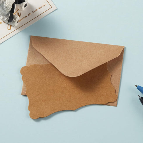 100 Pack Mini Envelopes with Colorful Blank Note Cards Small Self-Adhesive Envelopes Small Business Card Envelopes(4 x 2.7 Inches, Brown)...
