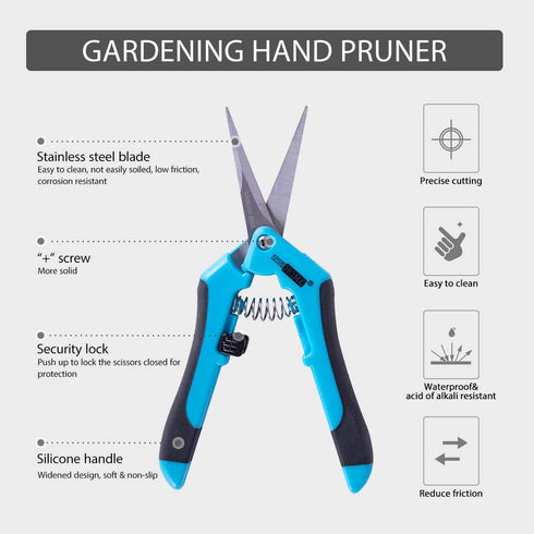 VIVOHOME Gardening Hand Pruner with Straight Stainless Steel Blades Non-stick Pruning Shear Bonsai Cutter Blue for Potting (Pack of 3)...