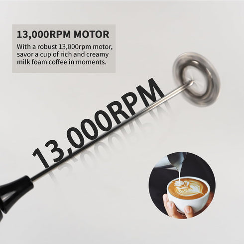 Electric Milk frother Handheld, 500mAh Type-C Rechargeable Mini Blender for Coffee, Hot Chocolate, Eggs, Juice, and more. Glossy Black Finish....