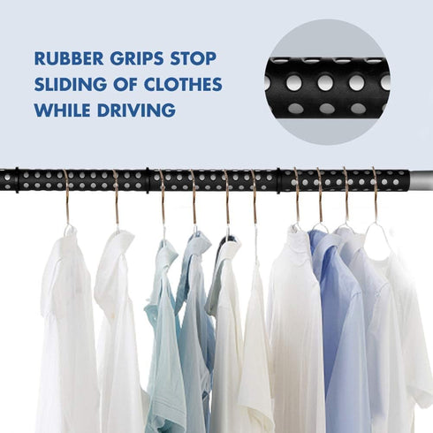 Car Clothes Hanger Bar, Adjustable Telescoping Bar Vehicle Clothing Rack with 3 sections of Non-Slip Grips Dividers for Travel, Expandable 33" to ...