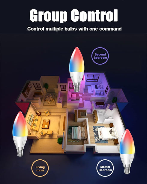 DOGAIN Alexa Light Bulb, E12 LED Candelabra Bulbs Cololr Changing Bluetooth Mesh Light Bulbs 360LM Smart Light Bulbs That Work with Alexa Only Dim...