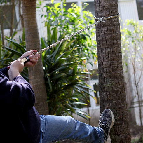 TSPRO Chew Proof Dog Leash 3.6 FT Stainless Steel Dog Leash Metal Training Dog Leash with Soft Handle for Medium Large Dog (3MM, Khaki)...