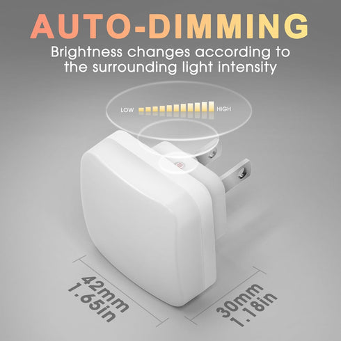 LED Night Lights Plug into Wall, Nightlights With Light Sensor Dusk to Dawn, 0.3W Square Plug in Night Light for Kids, 3000K Warm White Night Ligh...