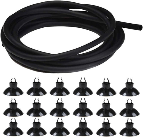 JIH 25 Feet Standard Airline Tubing Black with Suction Cups for Aquariums,Terrariums...