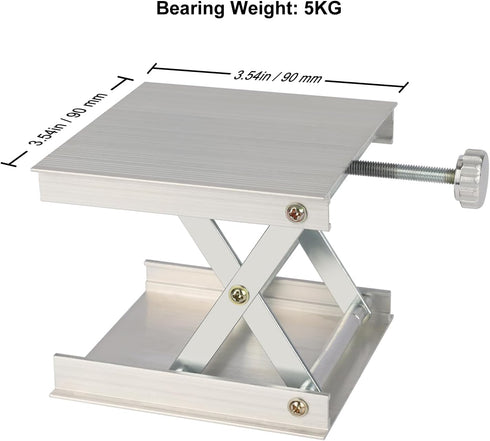 stonylab Lab Scissors Jack, 3.5" x 3.5" Aluminum Alloy Laboratory Support Jack Platform Lab Lift Stand Table, 0.78" - 3.35" Expandable Lift Height...