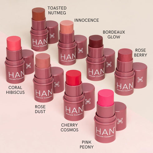 HAN Skincare Cosmetics Vegan, Cruelty-Free 3-in-1 Multistick for Cheeks, Lips, Eyes, Bordeaux Glow...