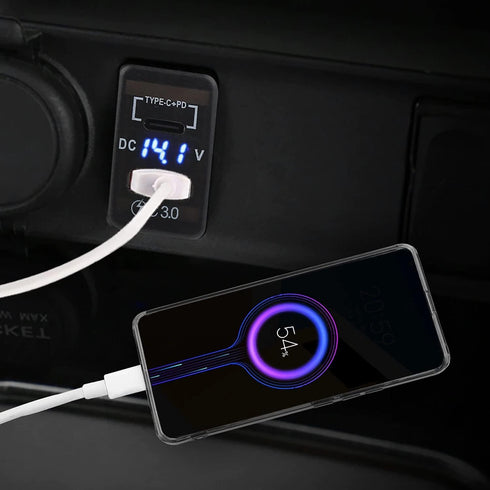 Cllena Quick Charge 3.0 & PD USB C Dual USB Port Charger Socket Power Adapter for Toyota...