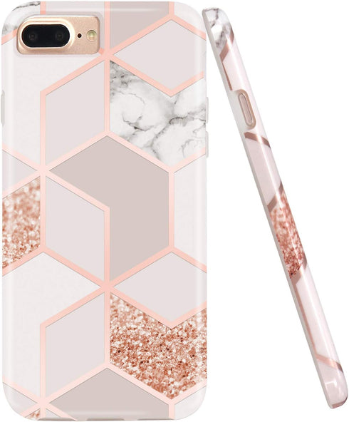 Jaholan Case for iPhone 7 Plus Bling Glitter Sparkle Rose Gold Marble Design TPU Gel Case Ultra Thin Lightweight Soft Case Cover for iPhone 7 Plus...