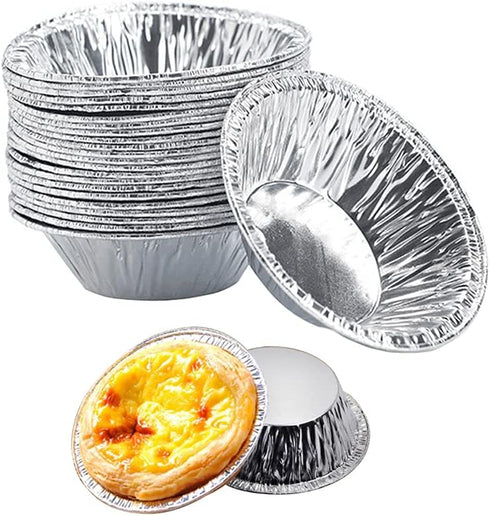 250 Pcs Disposable Egg Tart Tins Molds Silver Aluminum Tin Foil Mini Pie Tins Pans Cake Tart Holder Cupcake Cookie Circular Egg Tart Mold Cups for...