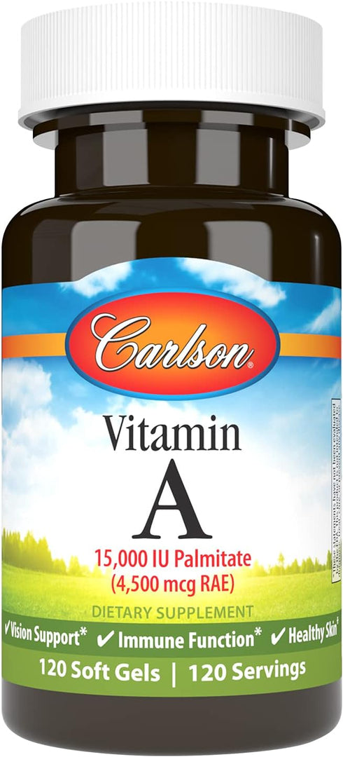 Carlson - Vitamin A, 15000 IU Palmitate (4500 mcg RAE), Vision Health, Healthy Skin, 120 Softgels...