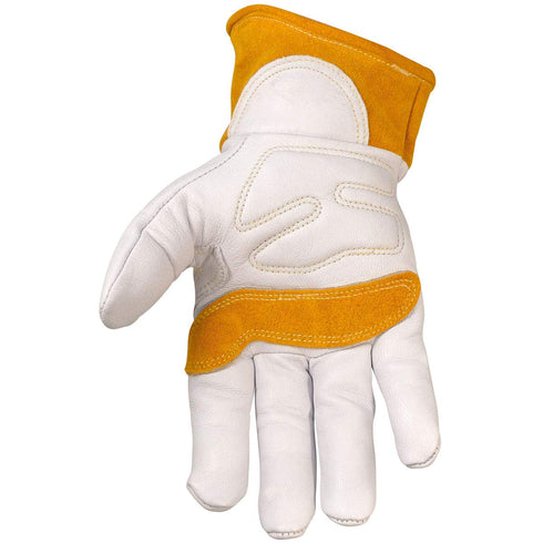 Caiman Premium Goat Grain TIG/MIG Welding Gloves, Wool Insulated Back, Scalloped Cuff, Boarhide Palm, White/Gold, Small (1871-3)...