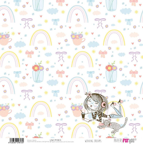 Papers For You - Scrapbooking and Craft Paper Kit | "Weaving Dreams" Collection | Includes 12 Double Sided Papers with Different Designs + 2 Cut-O...