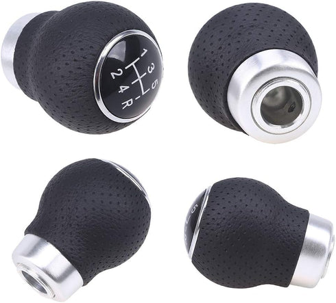 Universal Aluminum Manual Car Gear Shift Knob 5 Speed Leather Shifter Lever Black...