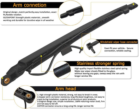 15277756 Rear Window Wiper Blade Arm for Chvey Tahoe Suburban Cadillac Escalade GMC Yukon,2007-2014 Back Windshield Wiper Accessories OEM 15277756...