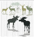 Ambesonne Antlers Shower Curtain, Elk Deer and Fawn Silhouette Forest at The Background World Natural Habitat Theme, Cloth Fabric Bathroom Decor S...