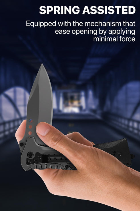 Pocket Knife Spring Assisted Folding Knives - Military EDC USMC Tactical Jack Knifes - Best Camping Hunting Fishing Hiking Survival Knofe - Travel...
