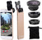 1Pc Black Fisheye Lens iPhone 3 in 1 Wide Angle Fish Eye Macro Lenses Clip-on Universal Lens Phone Lens Kit for Photo and Video Accessories with M...