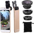1Pc Black Fisheye Lens iPhone 3 in 1 Wide Angle Fish Eye Macro Lenses Clip-on Universal Lens Phone Lens Kit for Photo and Video Accessories with M...