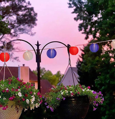 GOOTHY 8.5Ft Red White Blue Lantern String Lights, 4th of July Decor Lights with 10 Red White Blue Lanterns Connectable Patriotic Outdoor Lanterns...